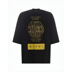 Marni Bold Graphic Print Black Short-Sleeve T-Shirt With Relaxed Fit - NWT